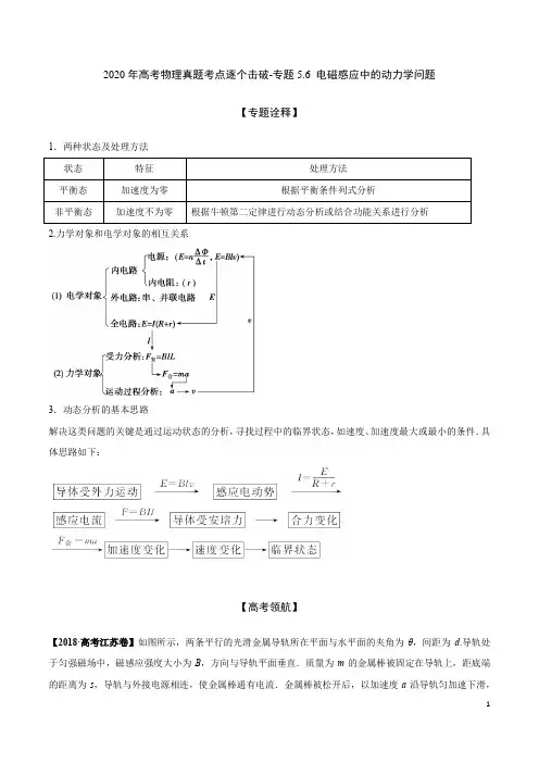 2020年高考物理真题考点逐个击破-专题5.6 电磁感应中的动力学问题