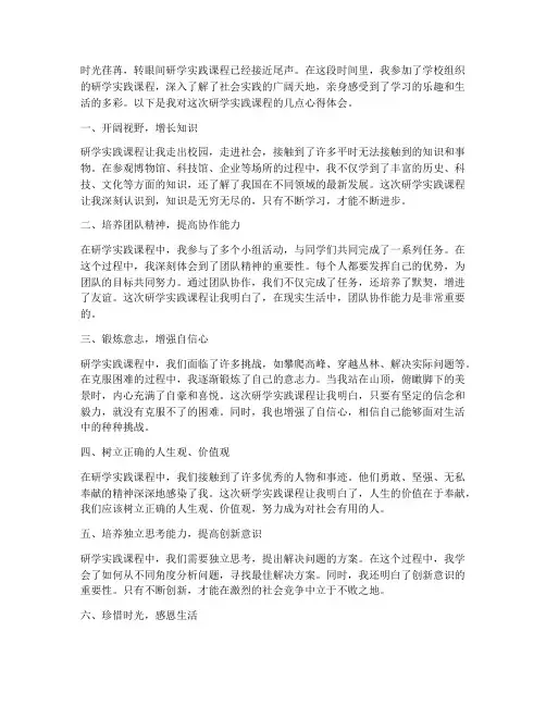 研学实践课程心得体会