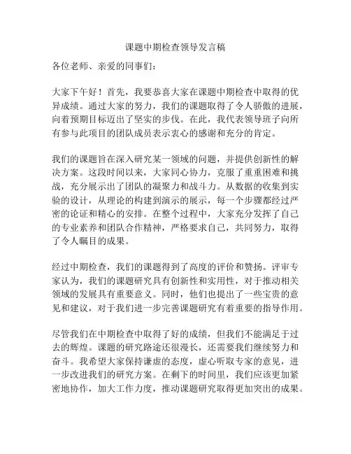 课题中期检查领导发言稿