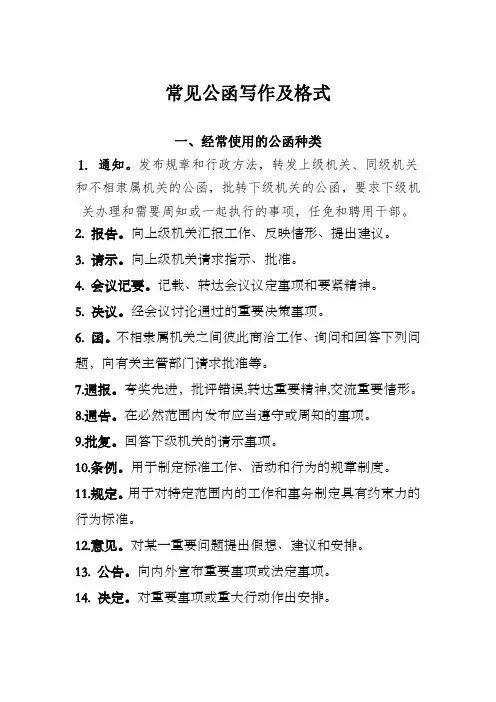 常见公函写作格式与范例大全