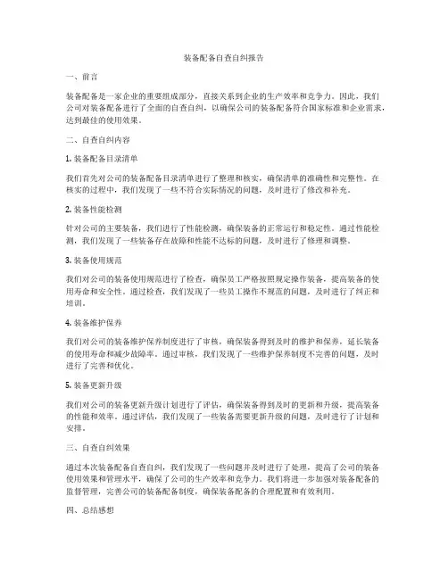 装备配备自查自纠报告