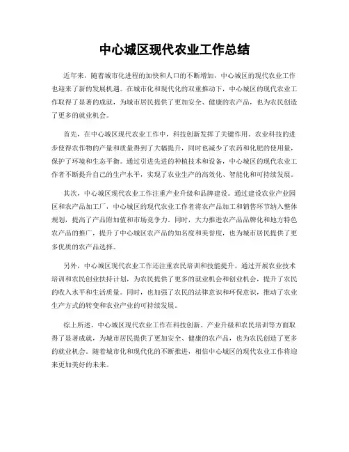中心城区现代农业工作总结