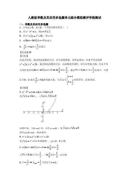 人教版导数及其应用多选题单元综合模拟测评学能测试