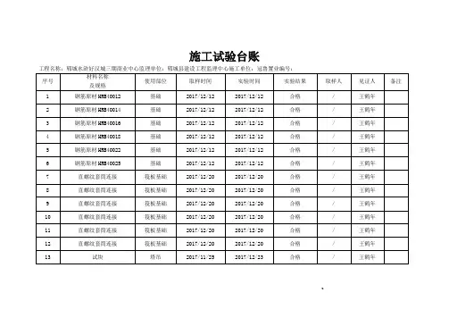 资料用表及施工试验台账