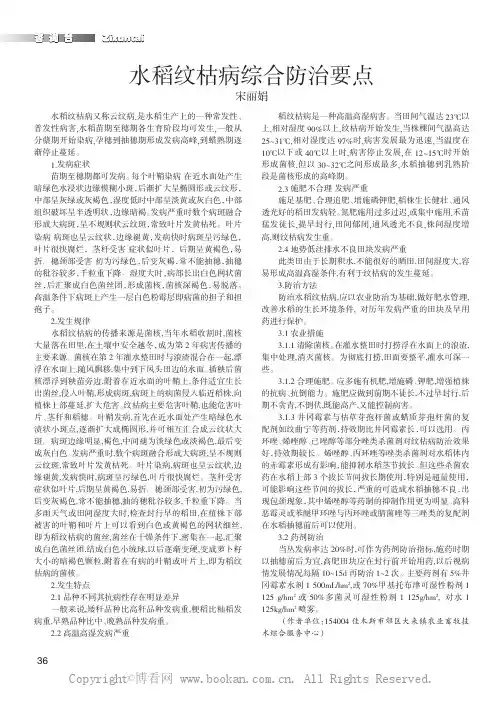 水稻纹枯病综合防治要点