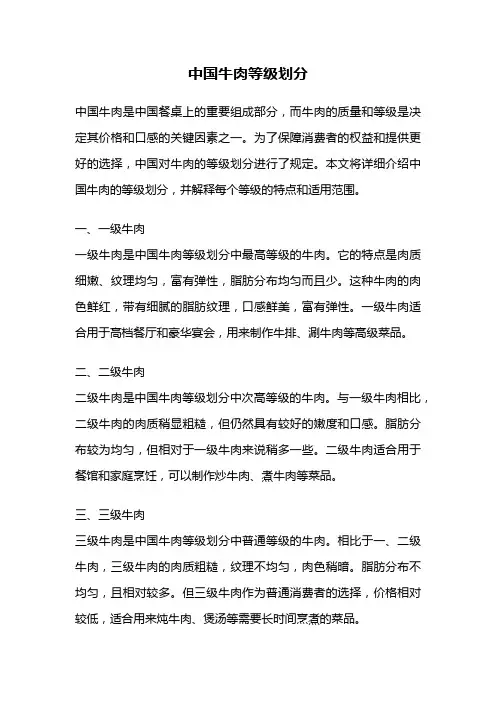 中国牛肉等级划分