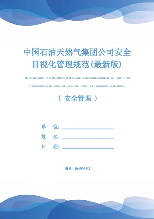 中国石油天然气集团公司安全目视化管理规范(最新版)