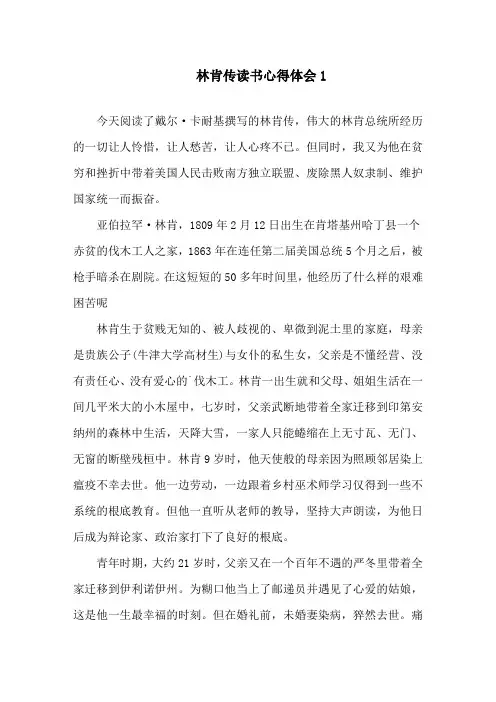 林肯传个人读书心得感悟精选