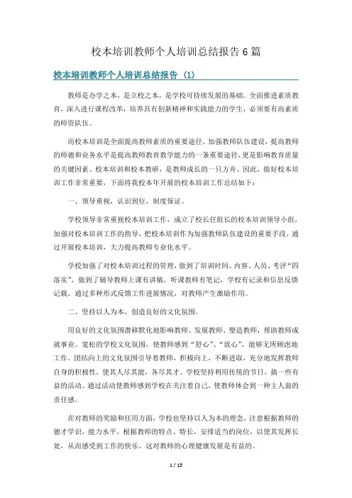 校本培训教师个人培训总结报告6篇
