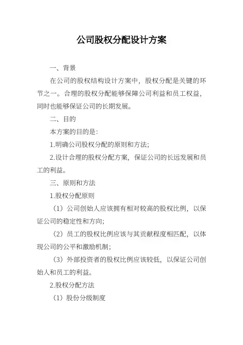 公司股权分配设计方案