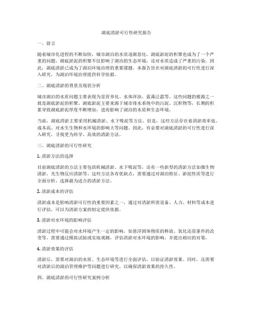 湖底清淤可行性研究报告