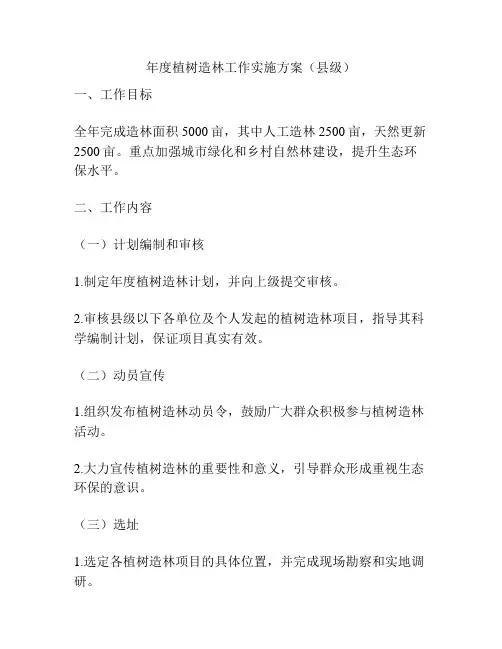 年度植树造林工作实施方案(县级)