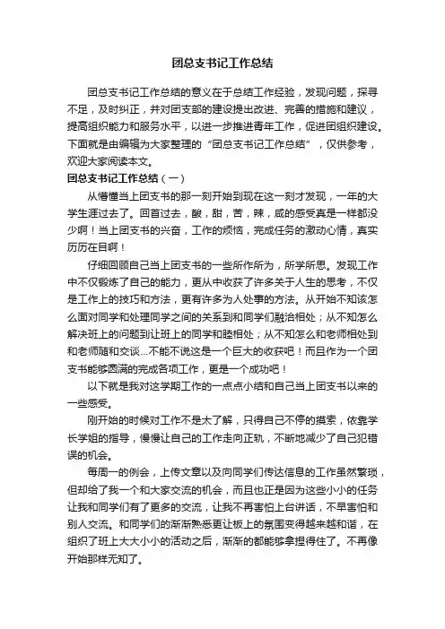 团总支书记工作总结