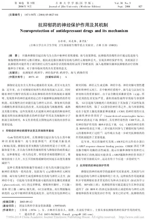 _抗抑郁药的神经保护作用及其机