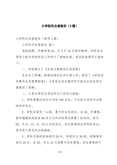 小学防汛自查报告(3篇)