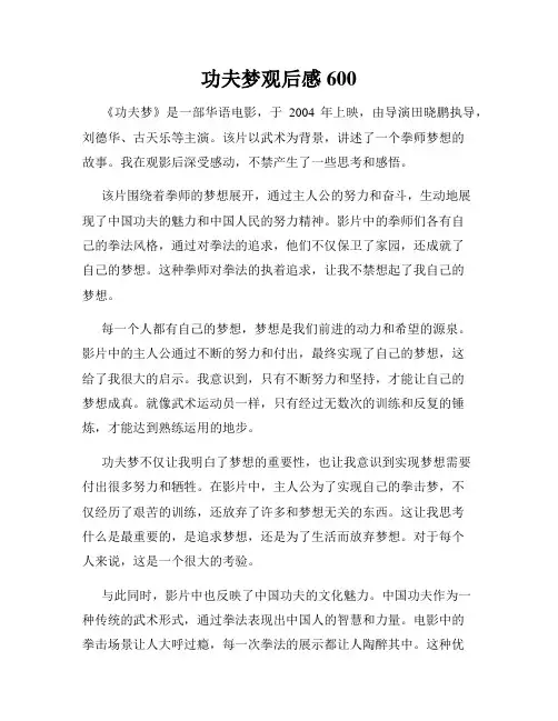 功夫梦观后感600