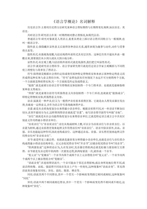 《语言学概论》名词解释
