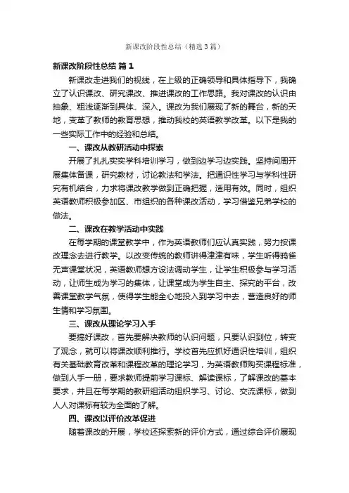 新课改阶段性总结（精选3篇）
