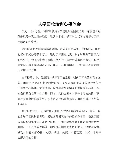 大学团校培训心得体会