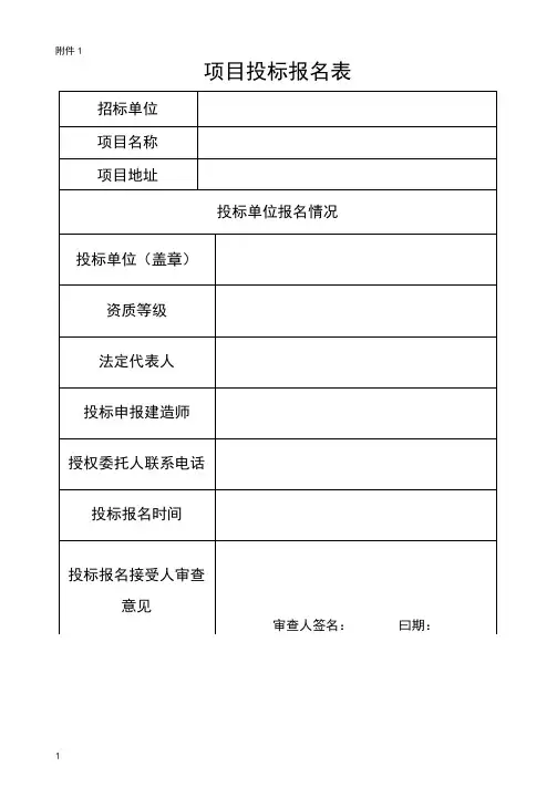 项目投标报名表【模板】