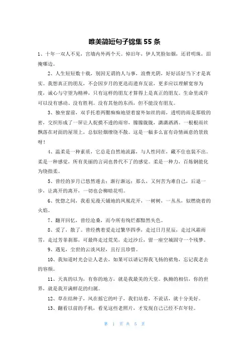 唯美简短句子锦集55条