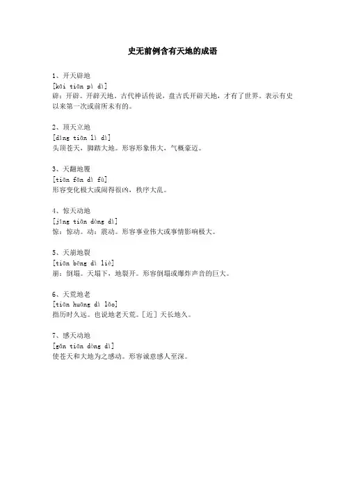 史无前例含有天地的成语