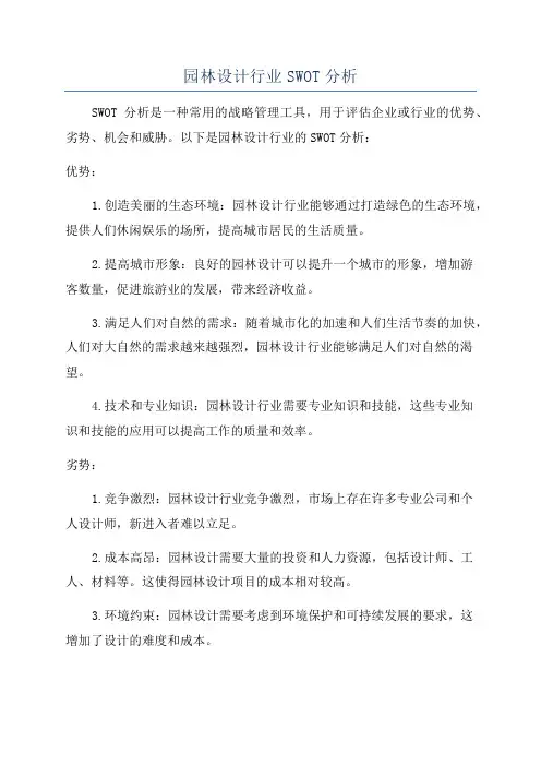 园林设计行业SWOT分析