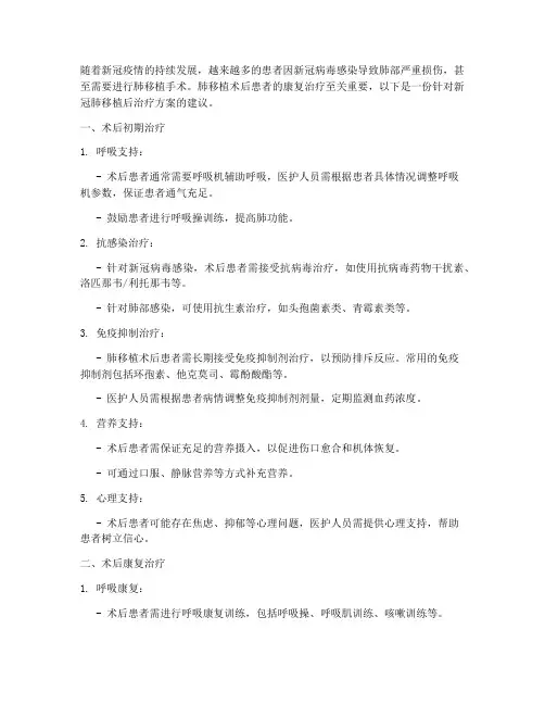 新冠肺移植后治疗方案