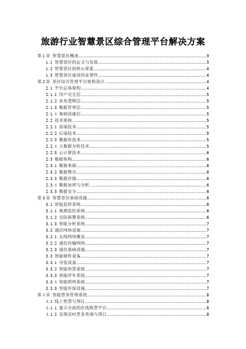旅游行业智慧景区综合管理平台解决方案