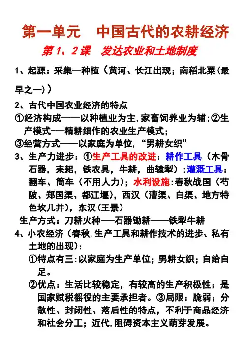 高中历史必修二复习提纲(完整版)