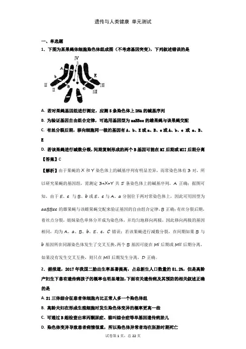 2019届浙科版  遗传与人类健康 单元测试 (2)