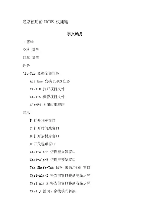 常用的EDIUS快捷键