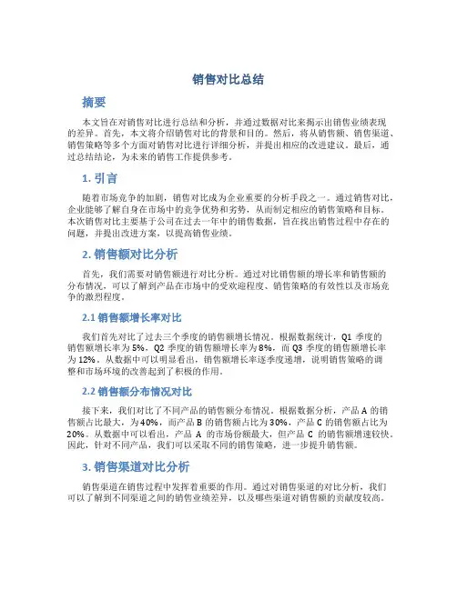 销售对比总结