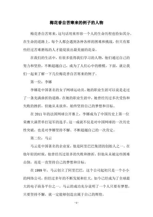 梅花香自苦寒来的例子的人物