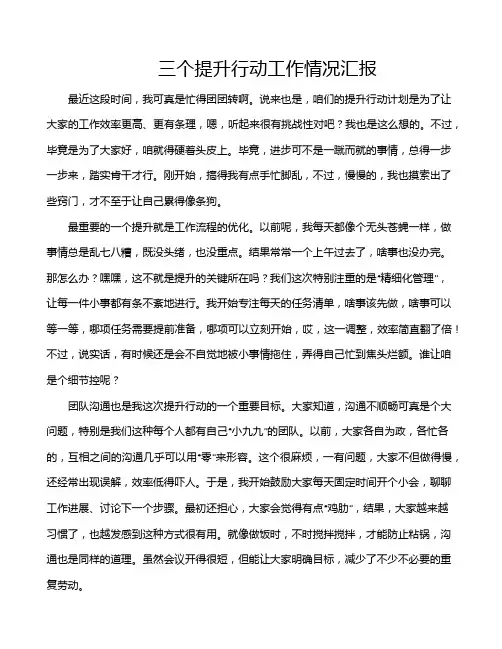 三个提升行动工作情况汇报