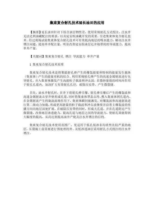 集束复合射孔技术延长油田的应用