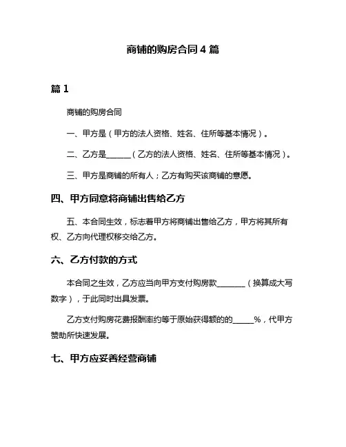 商铺的购房合同4篇
