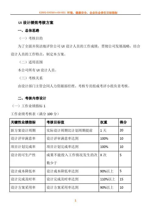 UI设计绩效考核方案
