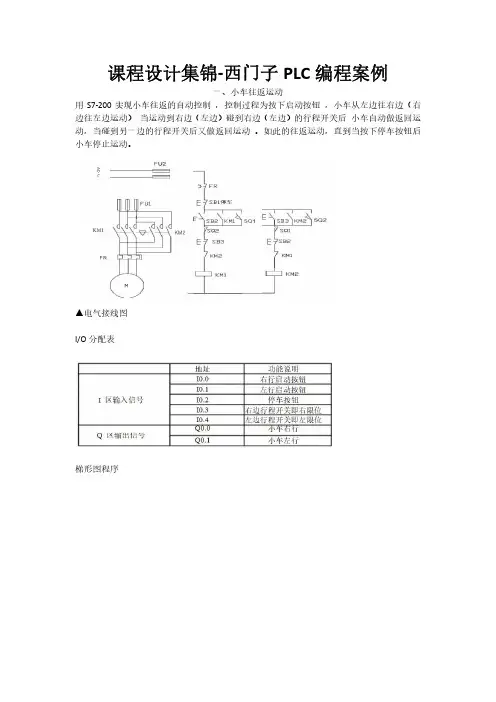 PLC课程设计集锦-西门子PLC编程案例