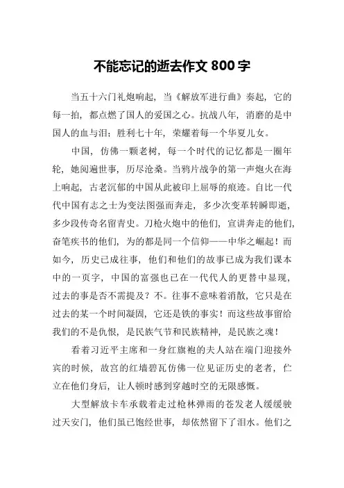 不能忘记的逝去作文800字