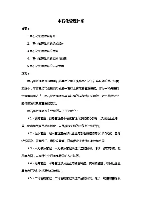 中石化管理体系
