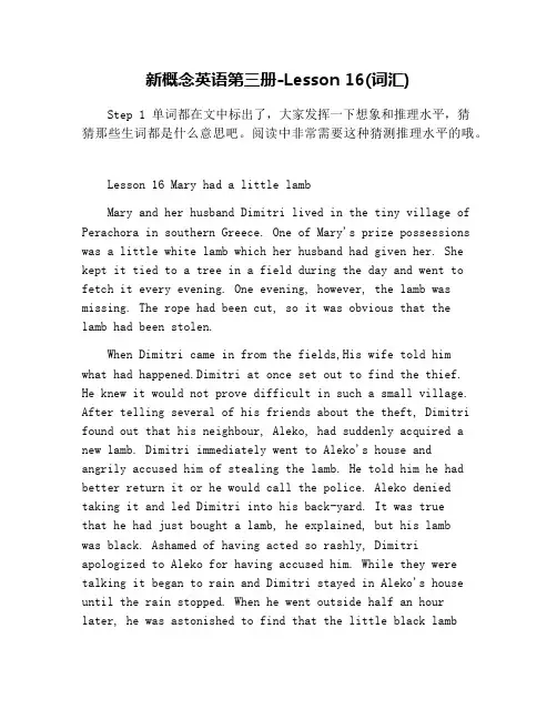 新概念英语第三册-Lesson 16(词汇)