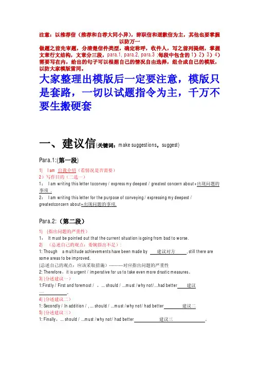 (参考资料)2016年MBA英语书信类作文模板