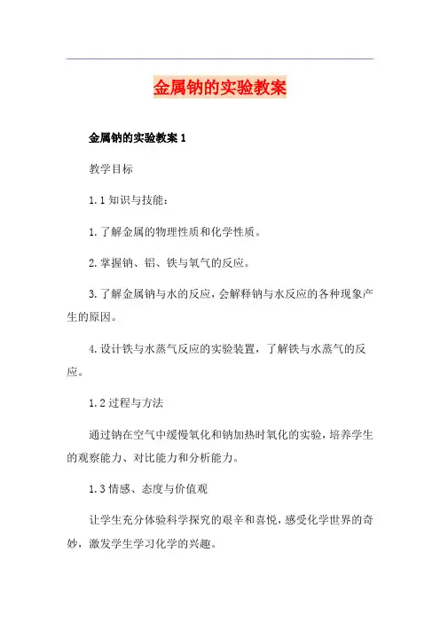 金属钠的实验教案