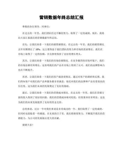 营销数据年终总结汇报
