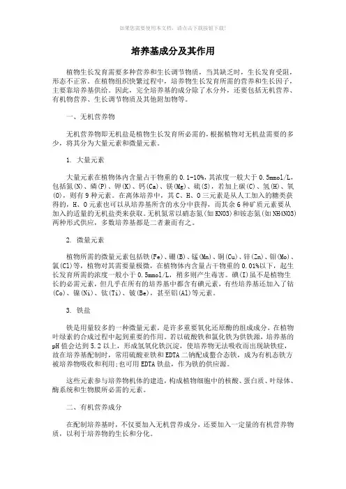 培养基成分及其作用