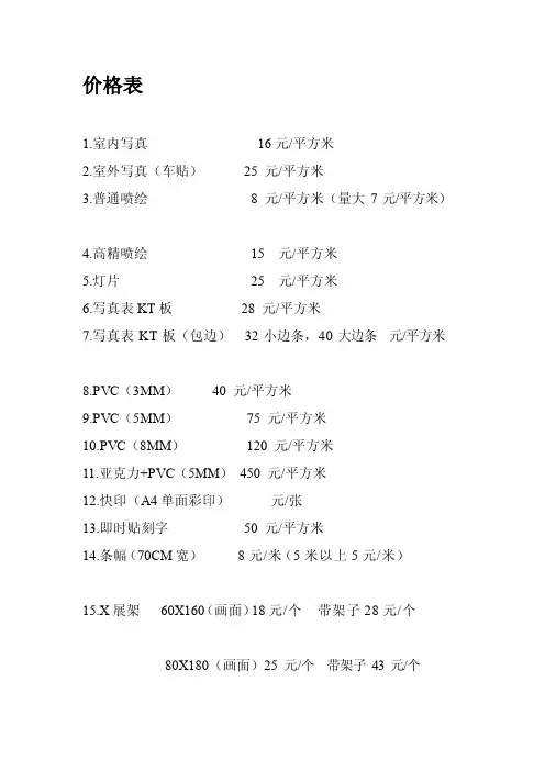 广告公司价格表[方案]