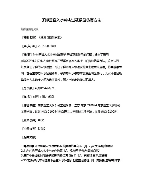 子弹垂直入水冲击过载数值仿真方法
