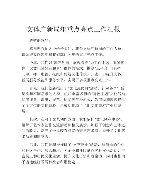 文体广新局年重点亮点工作汇报