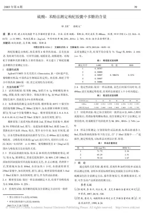 硫酸_苯酚法测定枸杞胶囊中多糖的含量_邬卫东